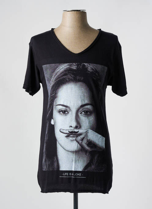 T-shirt imprimé fantaisie manches courtes noir ELEVEN PARIS femme
