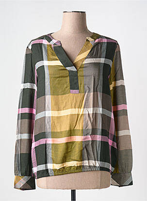 Blouse tissage popeline manches longues vert CECIL femme