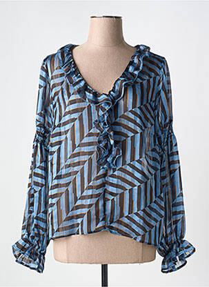 Blouse légère et transparente manches longues bleu CREAM femme