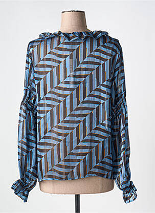 Blouse légère et transparente manches longues bleu CREAM femme