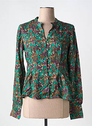 Chemisier coupe cintrée manches longues vert CREAM femme
