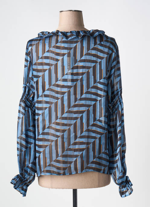 Blouse légère et transparente manches longues bleu CREAM femme