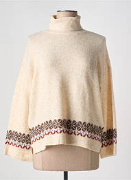 Pull col roulé coupe droite manches longues beige CREAM femme