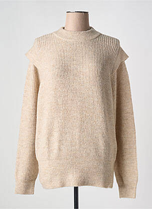 Pull tissage chiné manches longues beige GEISHA femme