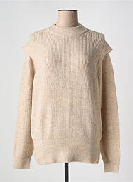 Pull tissage chiné manches longues beige GEISHA femme