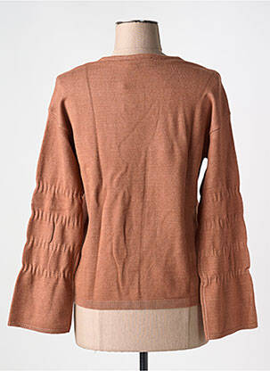 Pull tissage chiné manches longues marron CREAM femme
