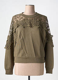 Sweat-shirt broderie manches longues vert CREAM femme