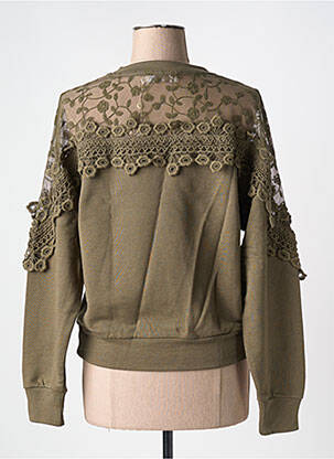 Sweat-shirt maille semi-opaque manches longues vert CREAM femme
