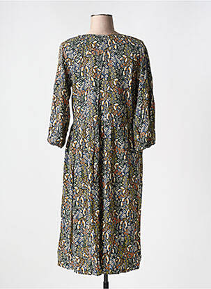 Robe mi-longue imprimé fleurs manches longues noir GEISHA femme