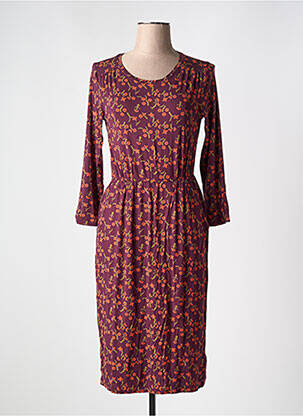 Robe mi-longue imprimé fleurs manches longues violet WHITE STUFF femme