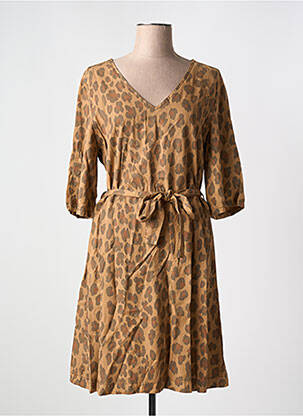 Robe mi-longue manches 3/4 manches 3/4 marron CREAM femme