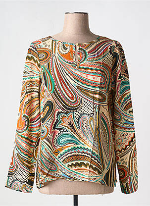 Blouse imprimé fantaisie manches longues orange GEISHA femme