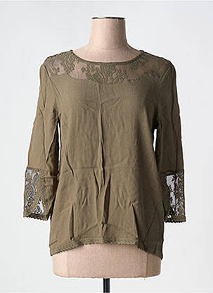 Blouse col rond manches 3/4 vert CREAM femme