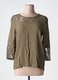 Blouse col rond manches 3/4 vert CREAM femme