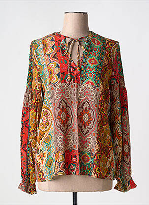 Blouse imprimé fantaisie manches longues orange GEISHA femme