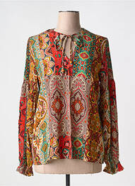 Blouse imprimé fantaisie manches longues orange GEISHA femme