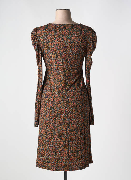 Robe mi-longue imprimé fleurs manches longues orange CREAM femme