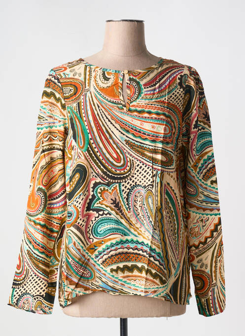 Blouse tissage popeline manches longues orange GEISHA femme