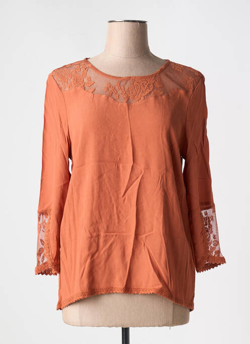 Blouse col rond manches 3/4 orange CREAM femme