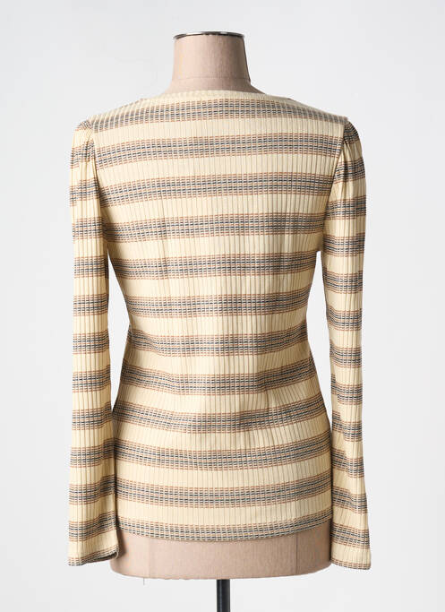 Top col v manches longues beige CREAM femme
