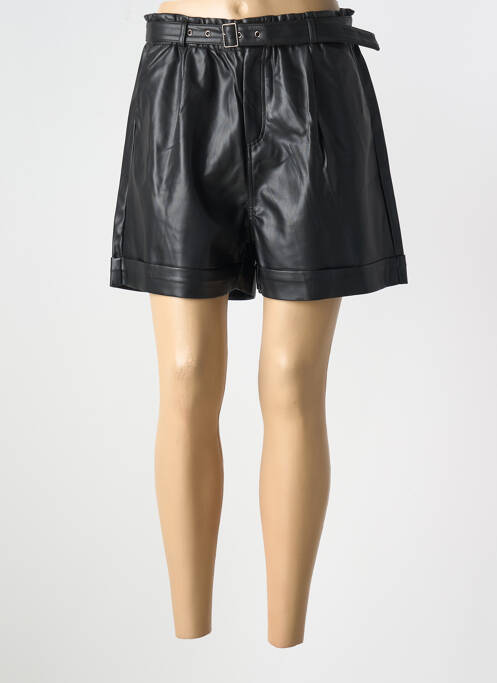 Short tissage simili-cuir taille normale noir ESQUALO femme