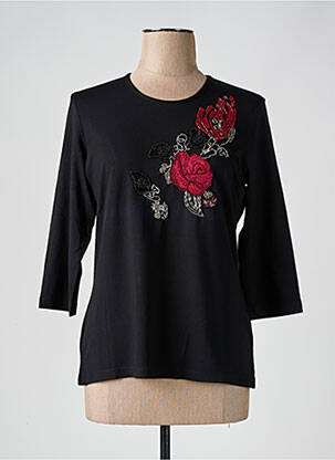 T-shirt manches 3/4 manches 3/4 noir FRANK WALDER femme