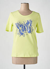 T-shirt sérigraphie avec strass manches courtes vert BARBARA LEBEK femme
