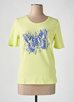 T-shirt sérigraphie avec strass manches courtes vert BARBARA LEBEK femme