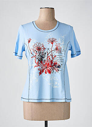 T-shirt sérigraphie manches courtes bleu BARBARA LEBEK femme
