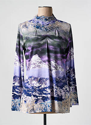 Pull col roulé stretch manches longues violet FRANK WALDER femme