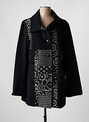 Manteau court coupe droite sans capuche noir SQUARE femme