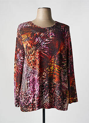 Pull coupe droite manches longues orange LEBEK femme