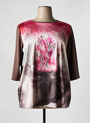 T-shirt imprimé fantaisie manches courtes marron FRANK WALDER femme