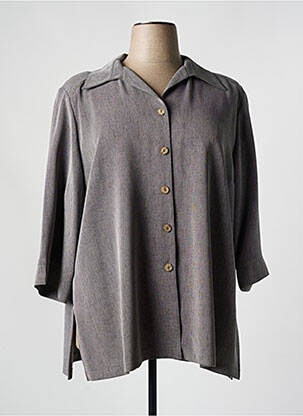 Chemisier tissage crêpe manches longues gris KARTING femme