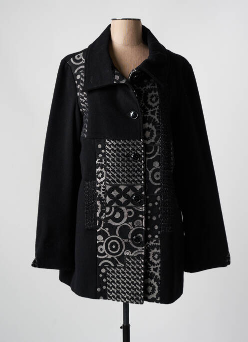Manteau court coupe droite sans capuche noir SQUARE femme