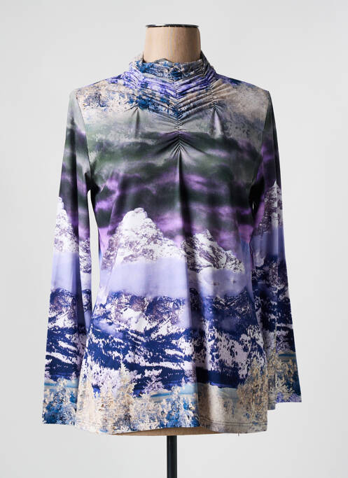 Pull col roulé violet FRANK WALDER pour femme