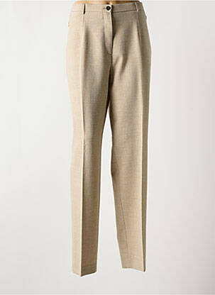 Pantalon droit taille à pinces taille haute beige BRUNO SAINT HILAIRE femme
