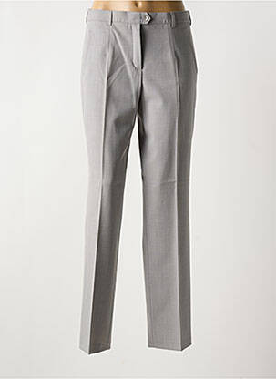 Pantalon droit taille à pinces taille haute gris LUCIA femme