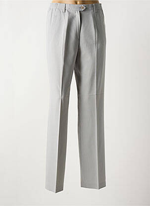 Pantalon droit tissage crêpe taille haute gris LUCIA femme