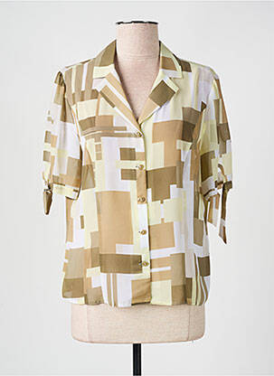 Chemisier tissage crêpe manches 3/4 beige LUCIA femme