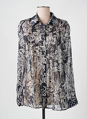 Chemisier imprimé fleurs manches longues gris FRANK WALDER femme