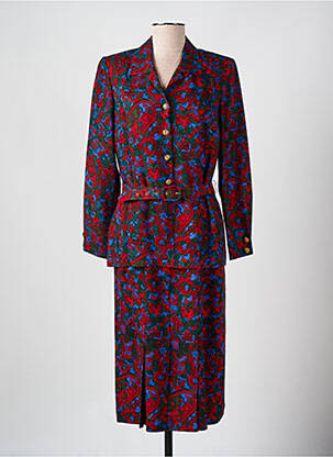 Robe mi-longue imprimé fleurs manches longues rouge PAUL MAUSNER femme
