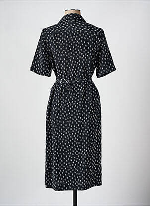 Robe mi-longue tissage crêpe manches courtes noir MARCELLE GRIFFON femme