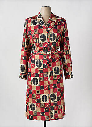 Robe mi-longue imprimé fantaisie manches longues rouge PAUL MAUSNER femme