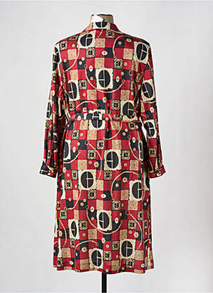 Robe mi-longue imprimé fantaisie manches longues rouge PAUL MAUSNER femme