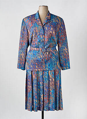 Robe mi-longue imprimé fantaisie manches longues bleu JEAN CLAUDE MARTIN femme