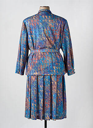 Robe mi-longue imprimé fantaisie manches longues bleu JEAN CLAUDE MARTIN femme