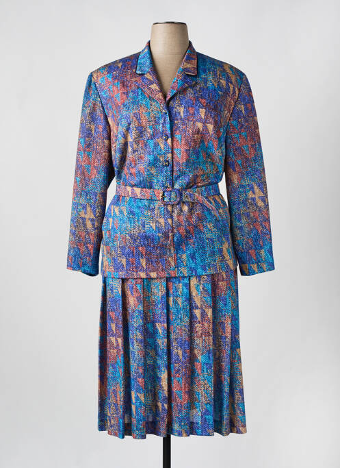 Robe mi-longue imprimé fantaisie manches longues bleu JEAN CLAUDE MARTIN femme