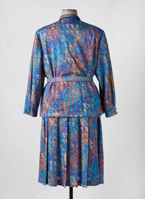 Robe mi-longue imprimé fantaisie manches longues bleu JEAN CLAUDE MARTIN femme