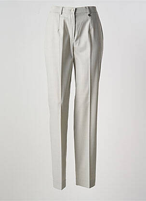 Pantalon droit fermeture zippée sous rabat boutonné gris SAINT HILAIRE femme